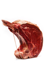 Rib of beef joint isolated on a white background.