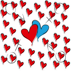 Blue and red heart