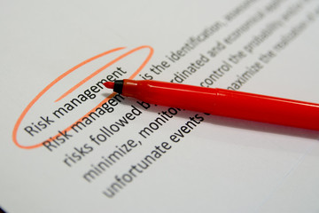 risk management circled text with red pen