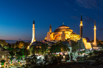 Hagia Sophia in Istanbul Turkey at night