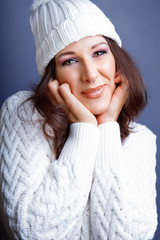 Obraz premium attractive young caucasian woman in warm clothing.,