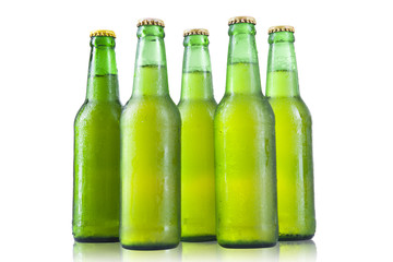 Bottles of beer on a white background