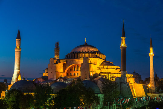 Hagia Sophia in Istanbul Turkey at night