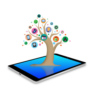 tree with social media  applications graphical user interface f