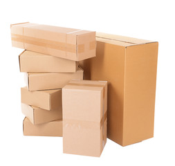 Fototapeta premium Different cardboard boxes isolated on white