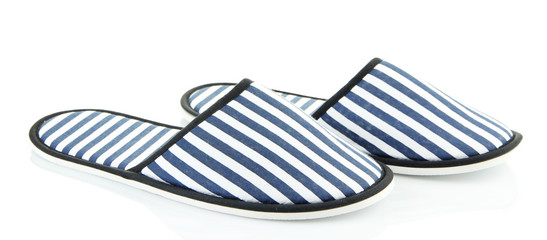 Striped slippers isolated on white