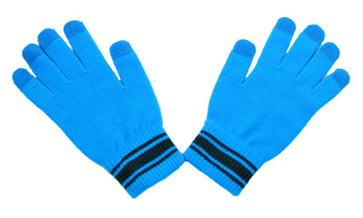 Woman knitted gloves, isolated on white