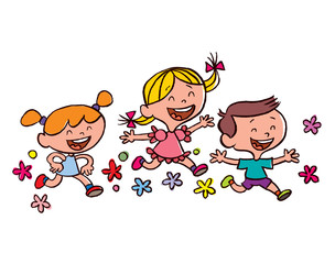 happy children running