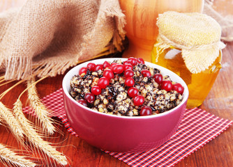 Bowl with kutia -  traditional Christmas sweet meal in Ukraine,