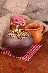 Pot with kutia -  traditional Christmas sweet meal in Ukraine,