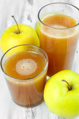 Healthy fresh juice of apples close up