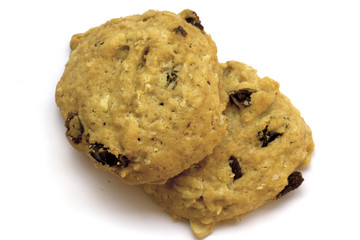 Chocolate chips cookies isolated on white