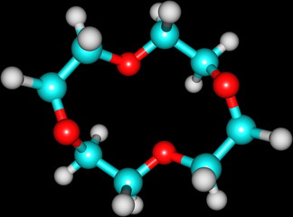 Supramolecule of crown ether on black background