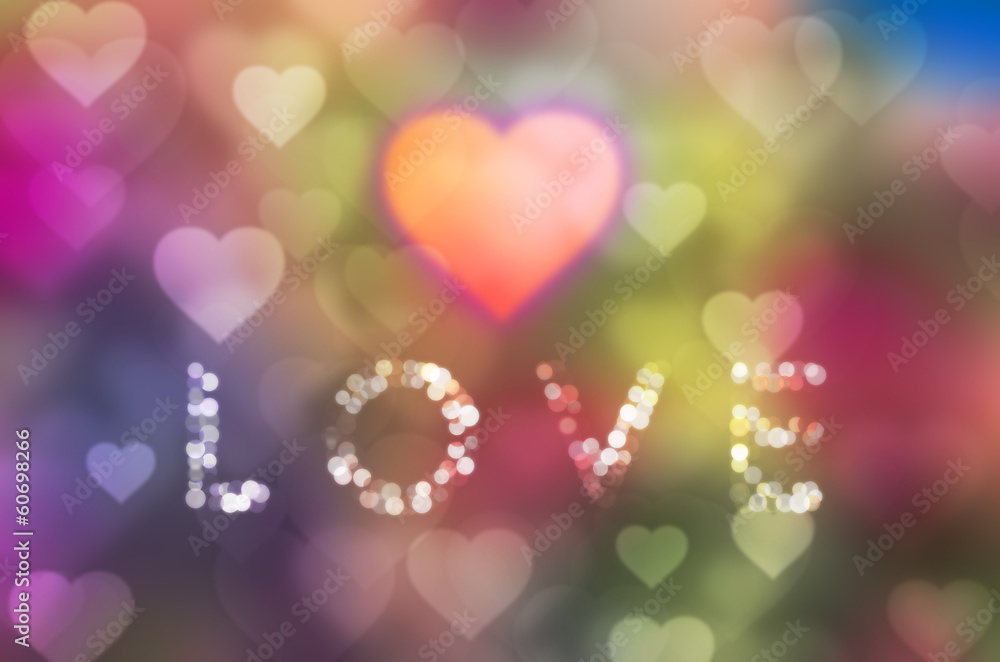 Poster valentine bokeh on a colorful background