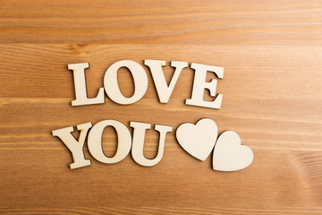 Love You wooden text