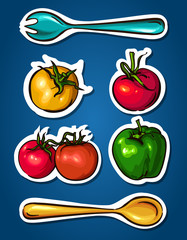 Fresh vegetables. Colorful cartoon. Easily editable vector.