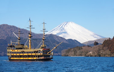 Mountain Fuji and Achi lake