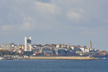 Coruna bay and city panoramic view skyline