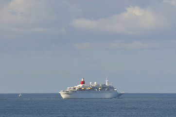 Transatlantic cruise ship sailing along the Atlantic