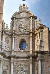 Valencia, Spain, facade of the Cathedral Church.