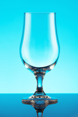 Brilliant glass with a blue background
