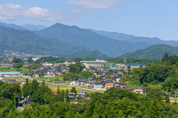 Fototapeta na wymiar Landscape of Achi village in Southern Nagano, Japan