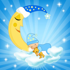 Obraz premium Baby sleeping on the cloud.