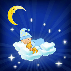Baby sleeping on the cloud.