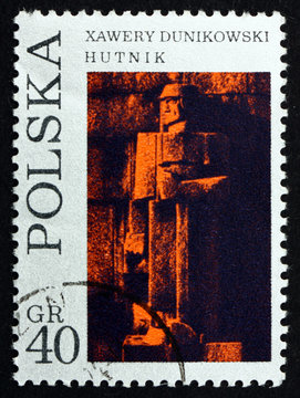 Postage stamp Poland 1971 Founder, by Xawery Dunikowski