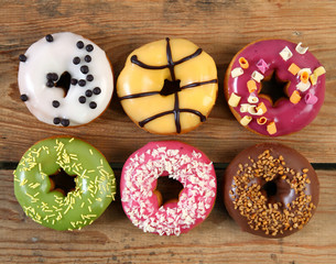 donuts on wooden background