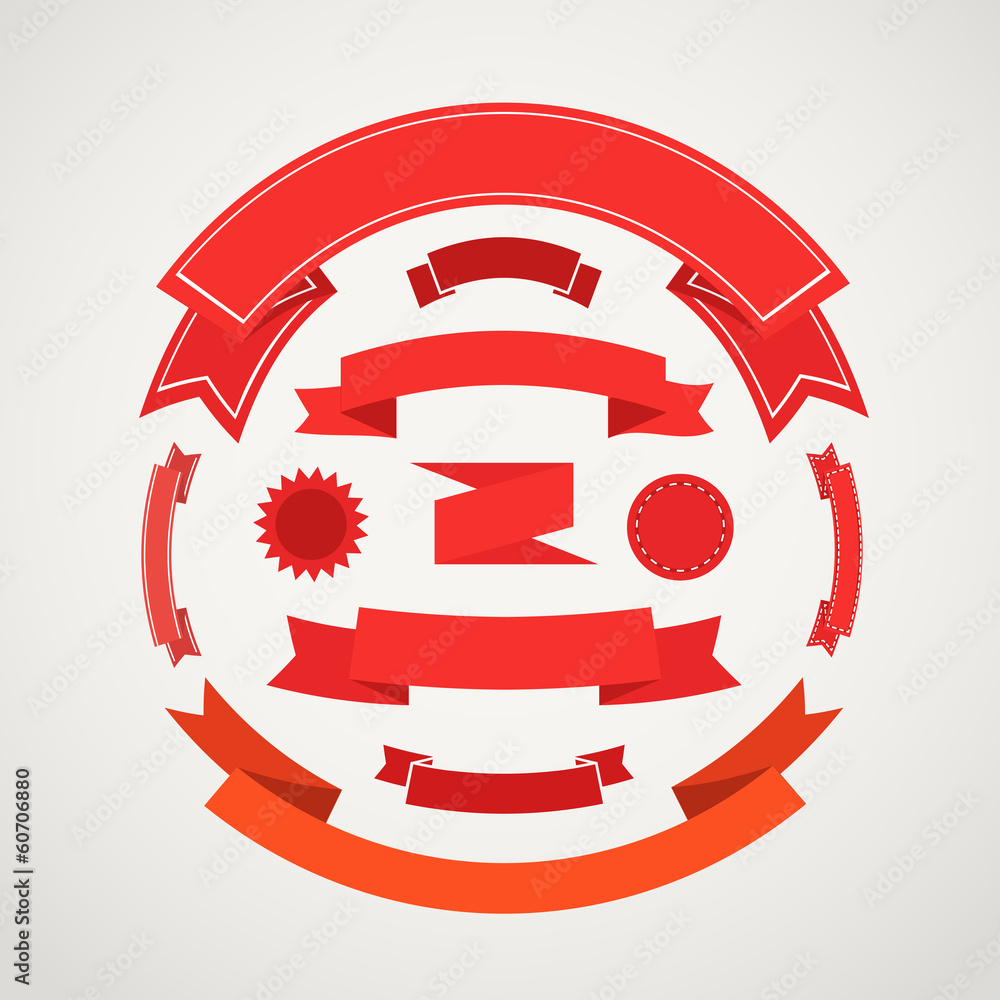 Poster different retro style composition of red ribbons. ready for a te