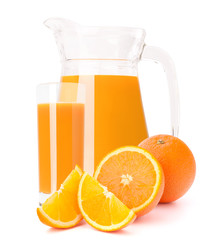 Orange fruit juice in glass jug
