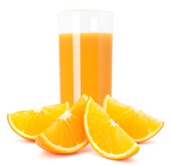 Juice glass and orange fruit