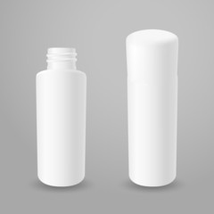 White plastic opened and closed bottles