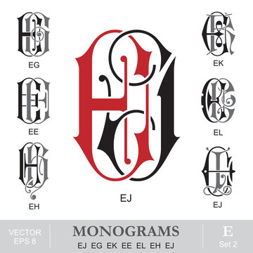 Vintage Monograms EJ EG EK EE EL EH EJ