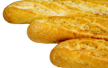 french baguette bread isolated on white