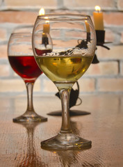 Two colors of wine