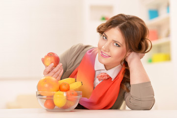 Young woman with fruits