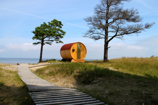 barrel house with sea view