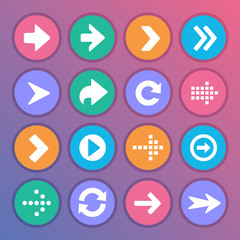 Flat and round arrow icons