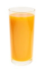 Tall glass full of orange carrot juice