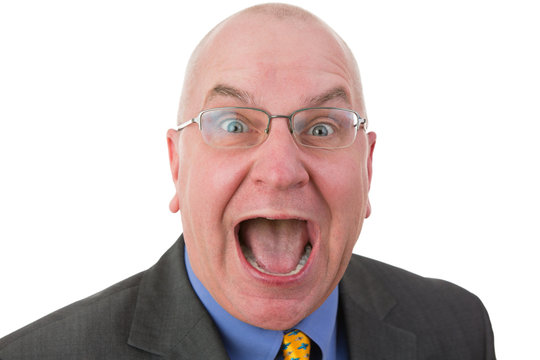 Excited man reacting in amazement