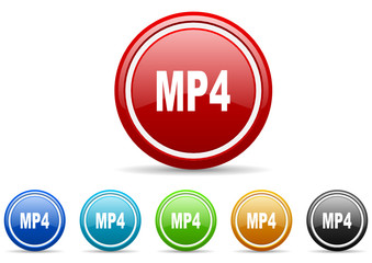 mp4 icon vector set