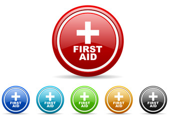 Obraz premium first aid icon vector set