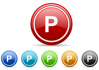 parking icon vector set