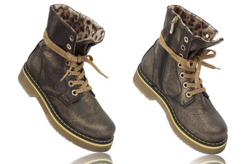The high leather boots Isolated on white background