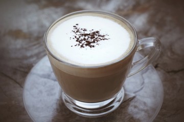 Cup with hot cappuccino