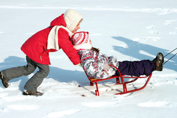 Children on sled