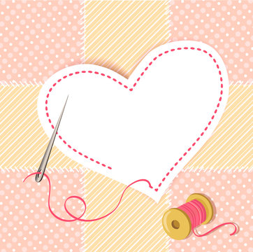 Patchwork Heart With A Needle Thread