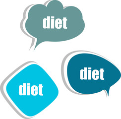 diet. Set of stickers, labels, tags. infographics